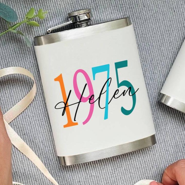 Personalised Birth Year 50th Birthday Hip Flask