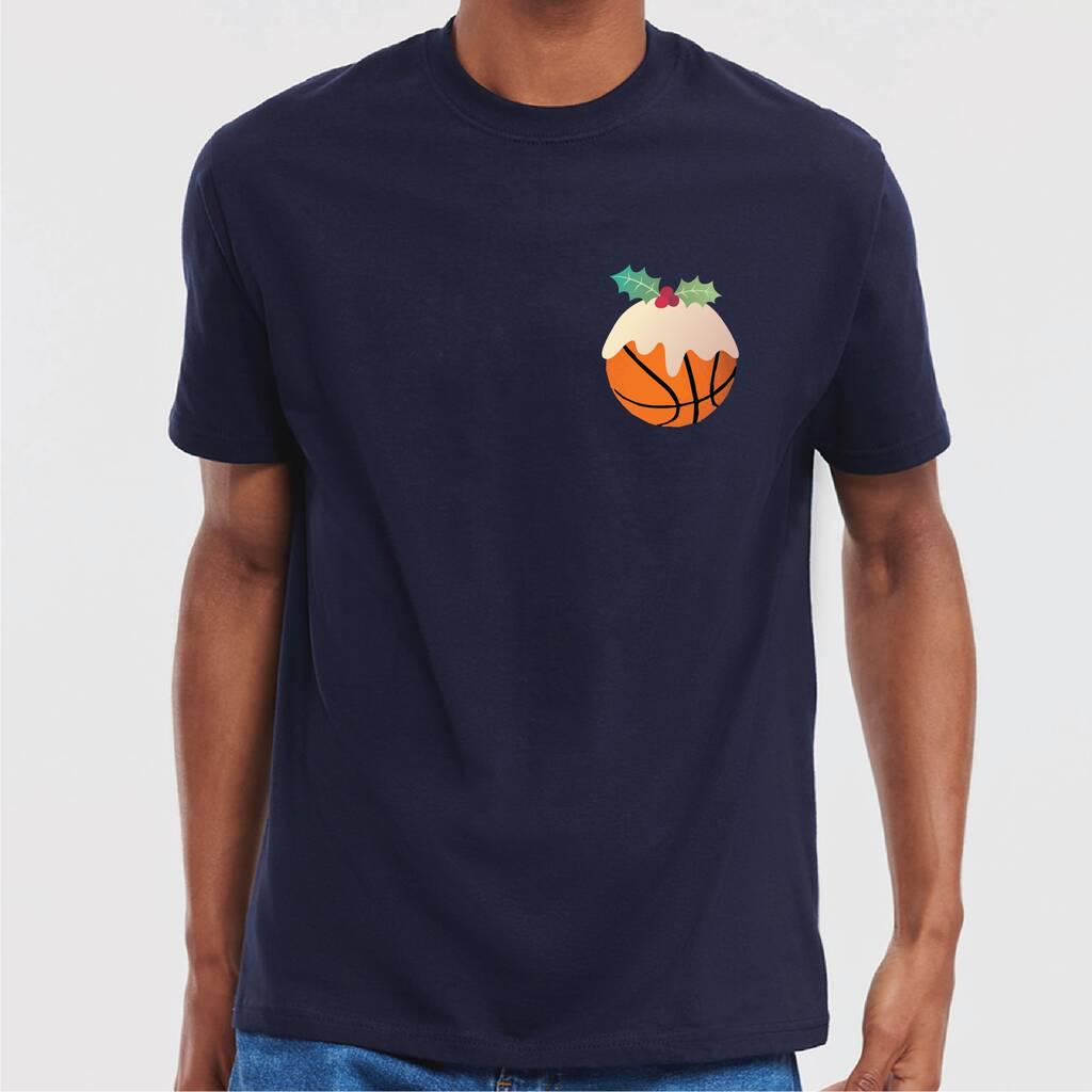 Personalised Basketball Christmas Pudding T Shirt