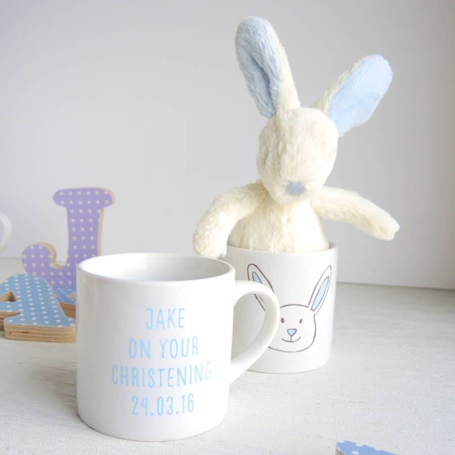 Personalised Children's Christening Bunny Mug