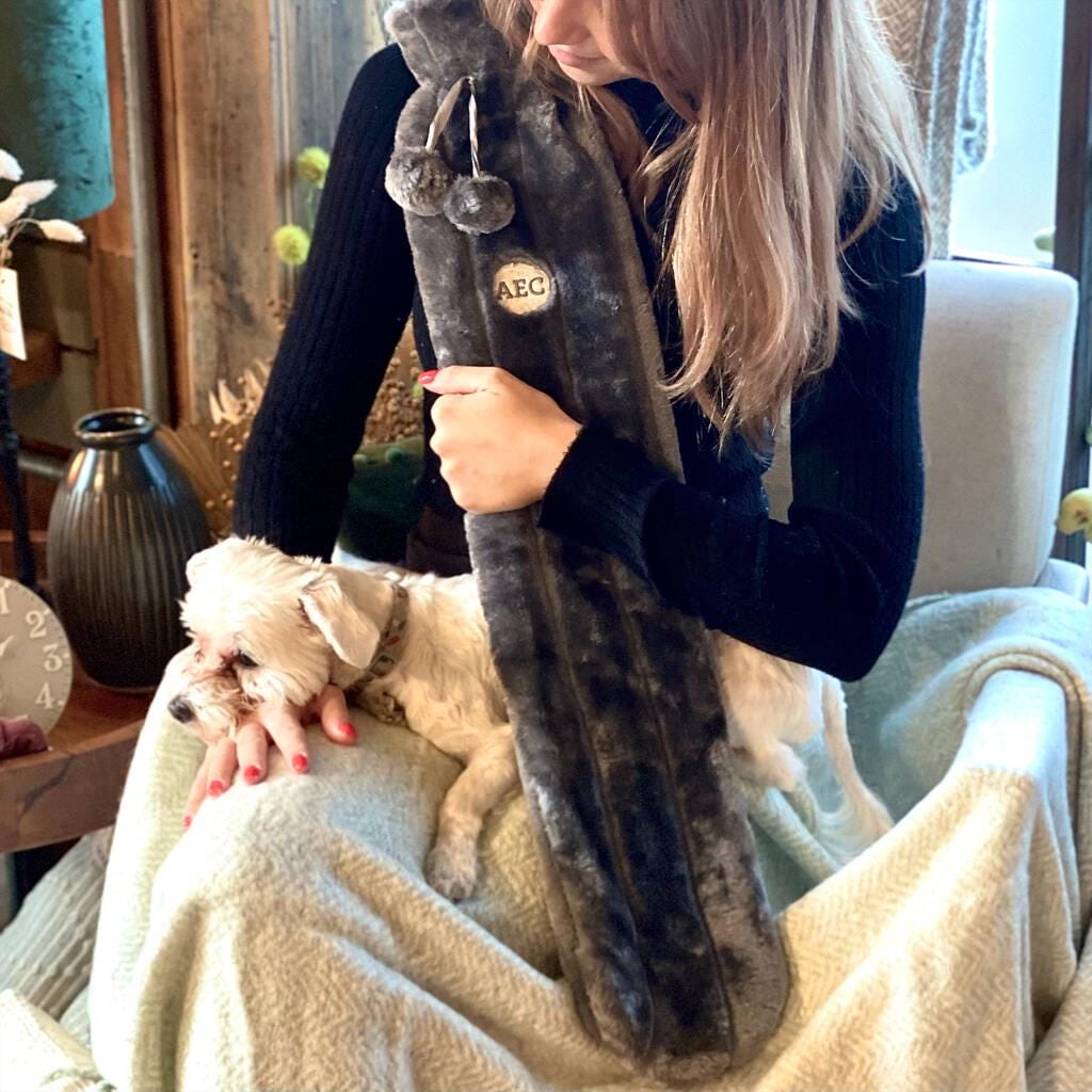 Personalised Fluffy Extra Long Hot Water Bottle