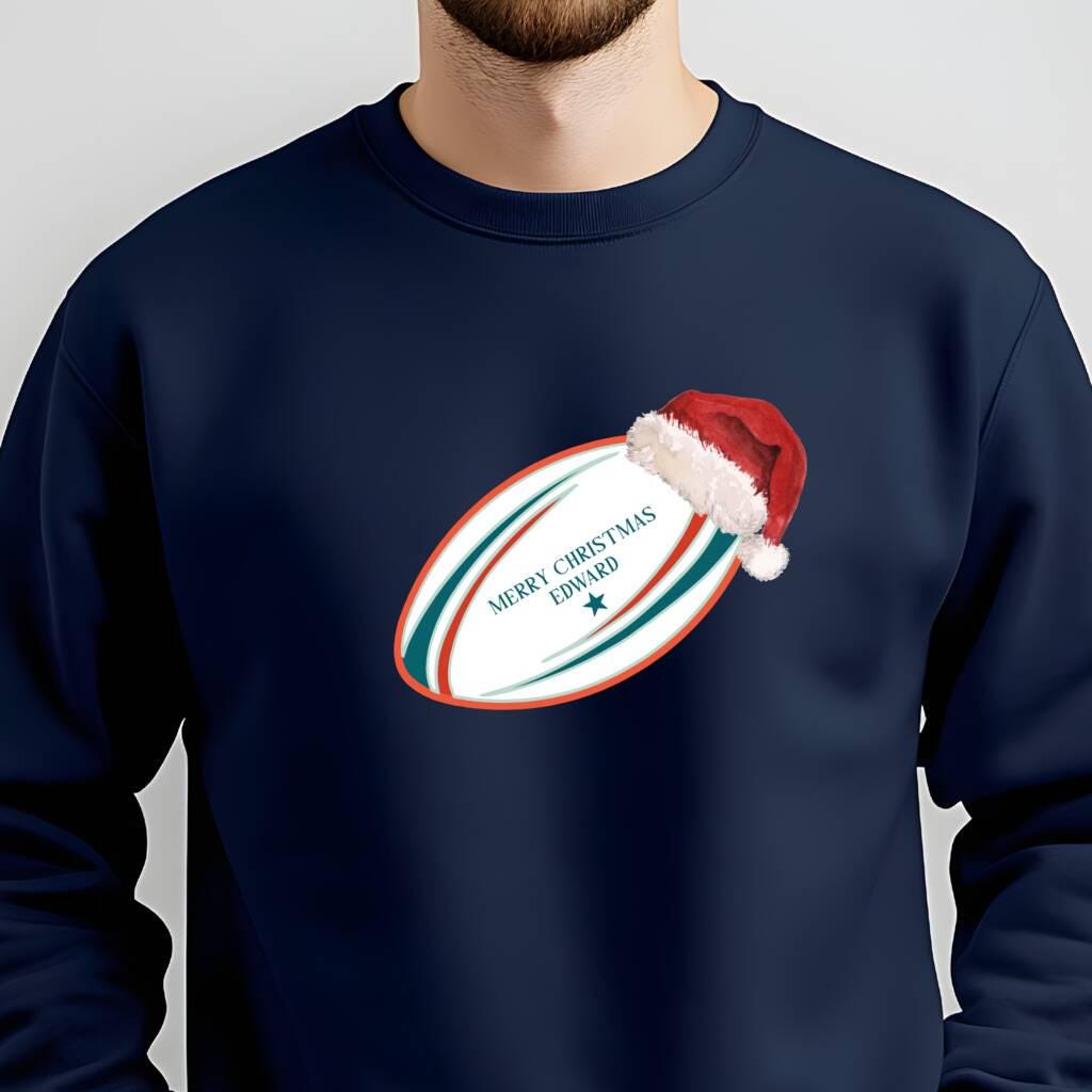 Personalised Rugby Ball Christmas Jumper