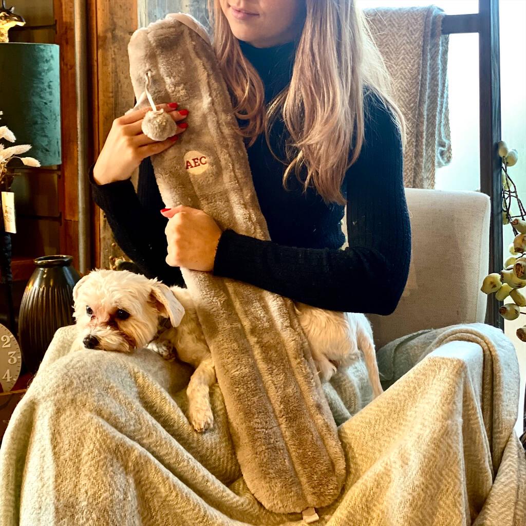Personalised Fluffy Extra Long Hot Water Bottle