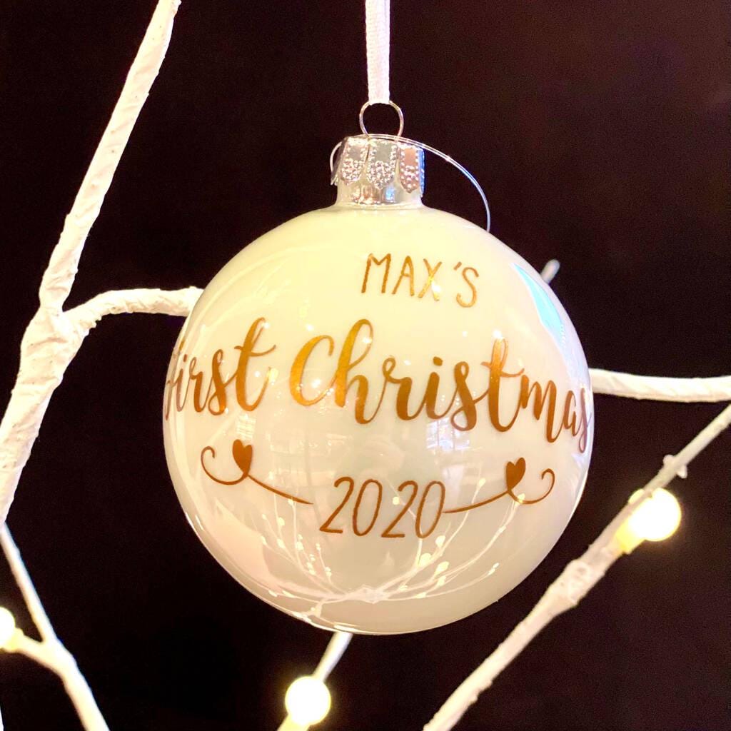 Personalised Swirl First Chirstmas Bauble