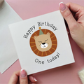 Lion First Birthday Card