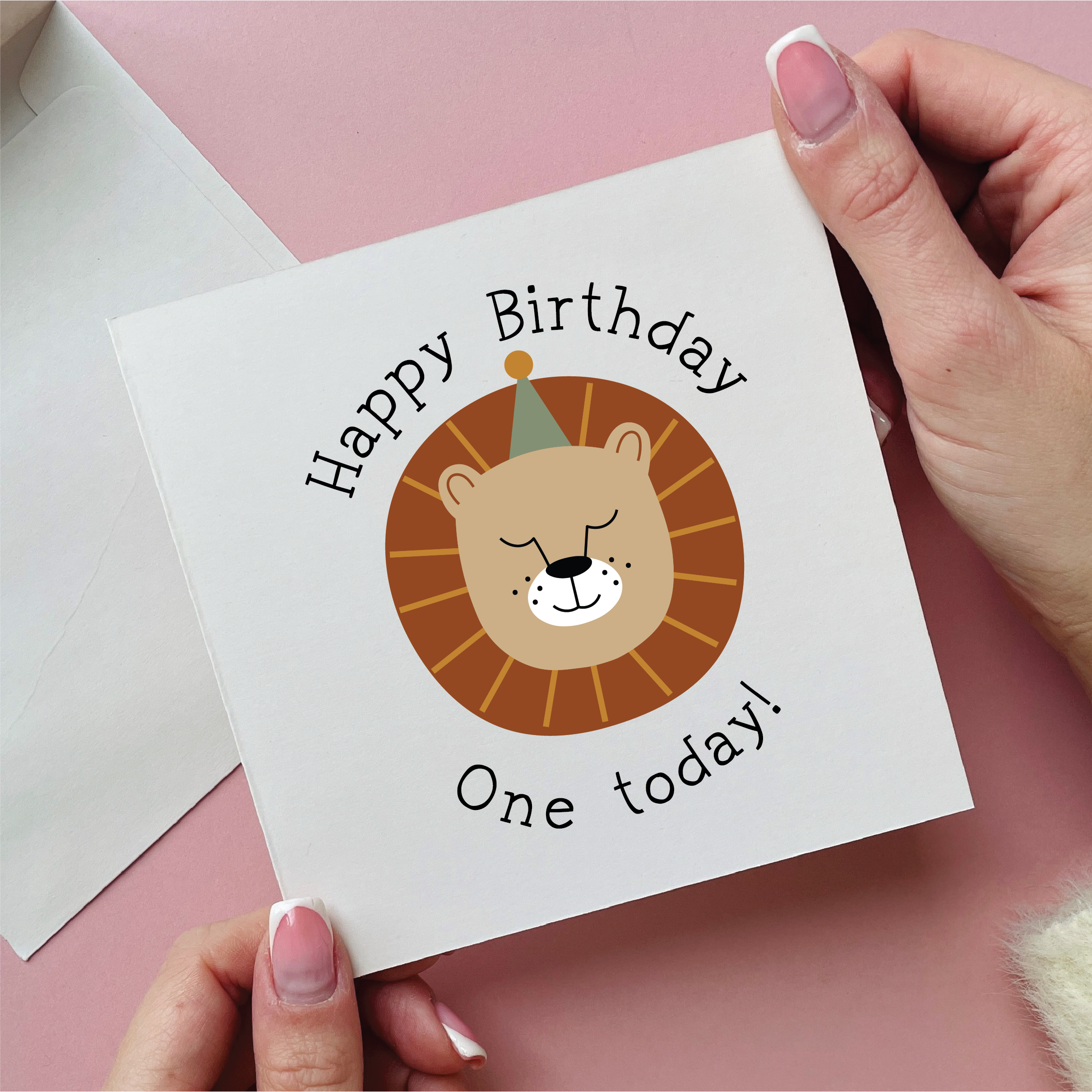 Lion First Birthday Card