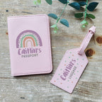Personalised Rainbow Passport Cover And Luggage Tag