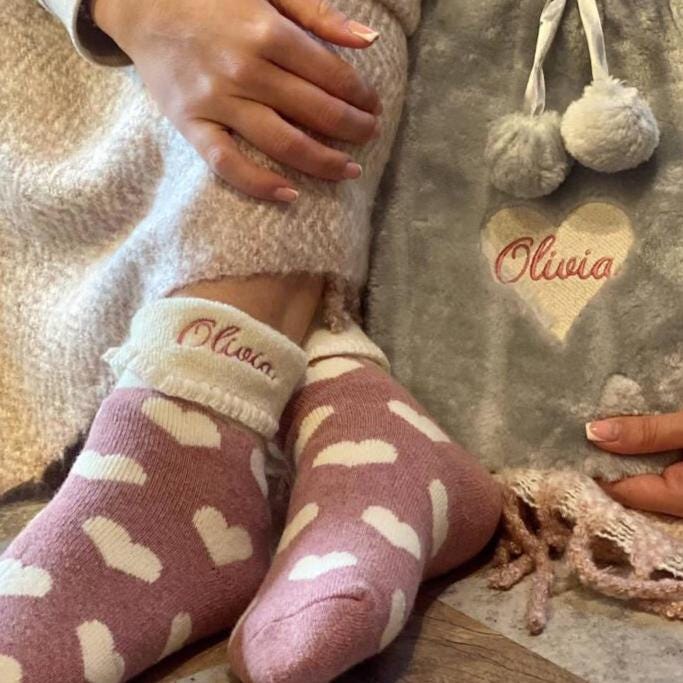 Personalised Heart Socks And Heart Hot Water Bottle