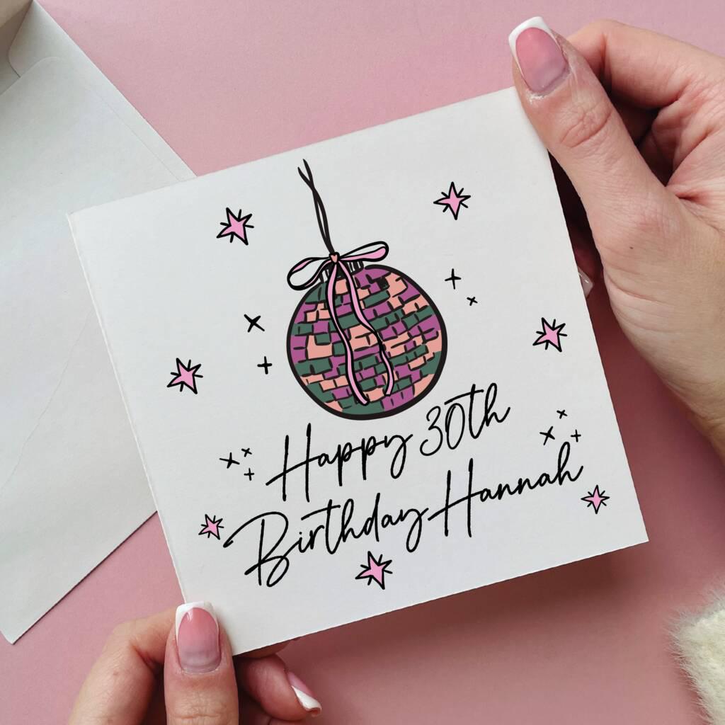 Disco Ball Personalised 30th Birthday Card