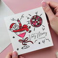 Personalised Santa In A Cocktail Very Merry Christmas Card