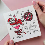 Personalised Santa In A Cocktail Very Merry Christmas Card