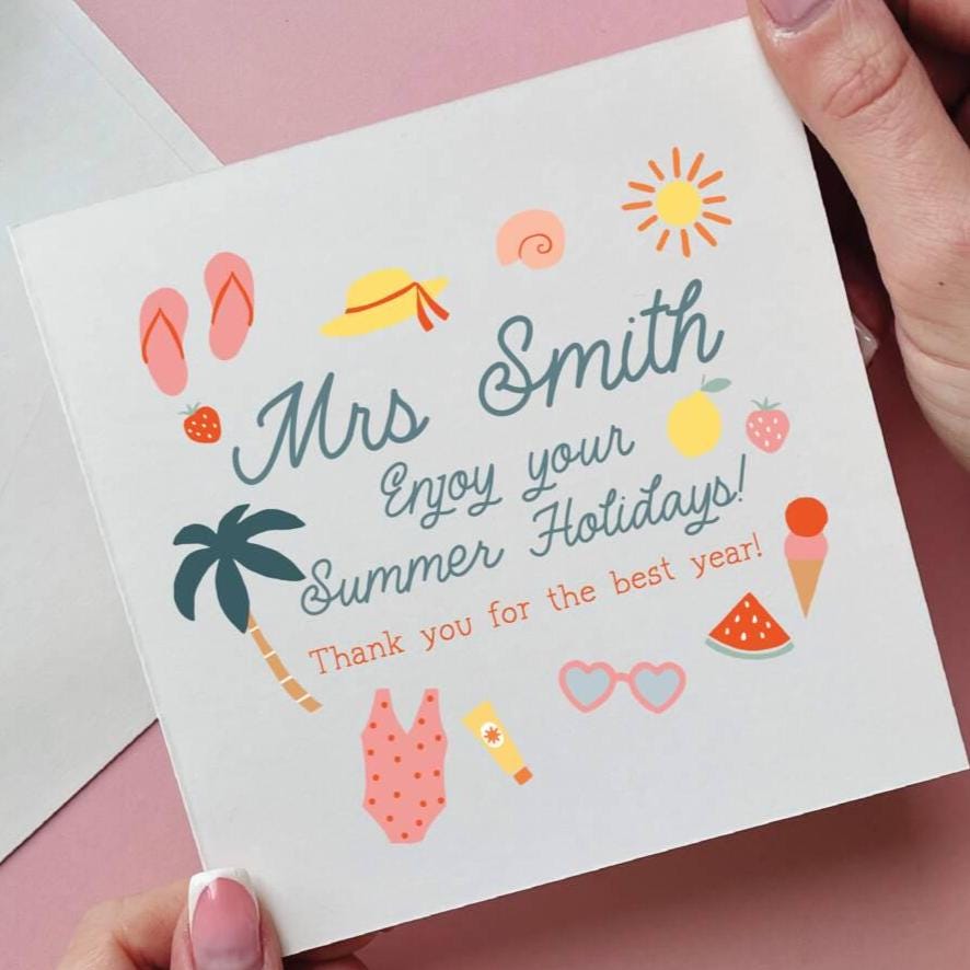 Personalised Summer Holidays Teacher Thank You Card