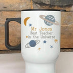 Personalized Teacher Travel Mug: Space Design, Stainless Steel