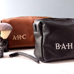 Personalised Leather Effect Men's Wash Bag