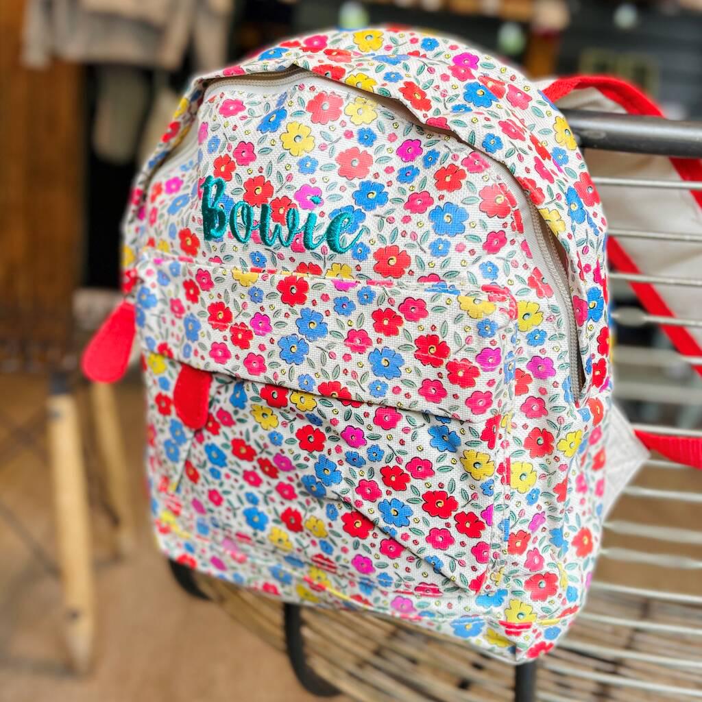 Personalised Floral Kids Backpack