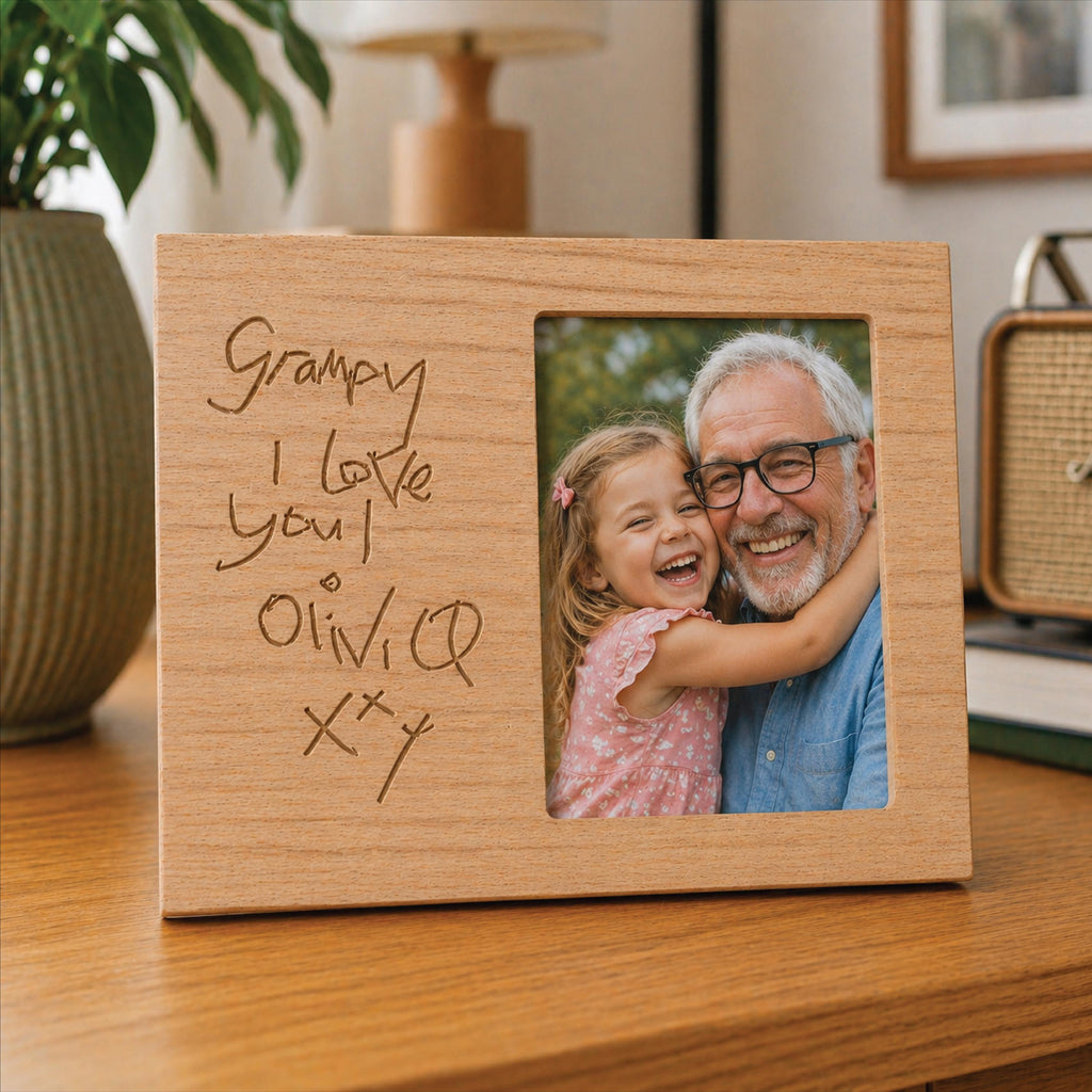 Personalised Child's Handwriting Engraved Photoframe For Father's Day