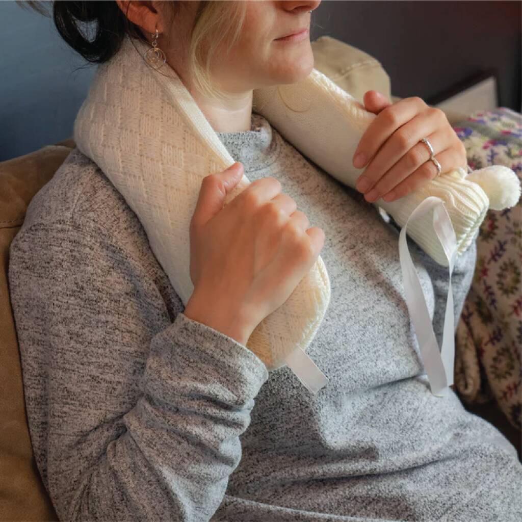 Extra Long Personalised Knitted Hot Water Bottle