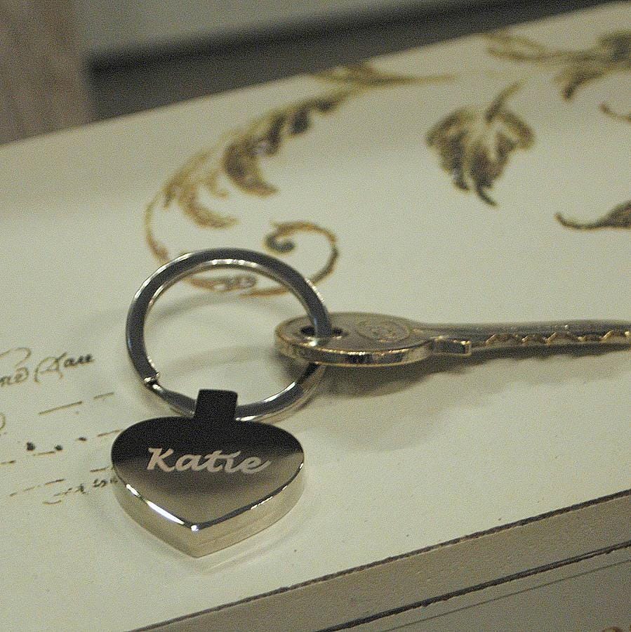 Personalised Silver Heart Key Ring