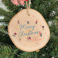 Personalised Mountain People Skiing Wooden Christmas Bauble