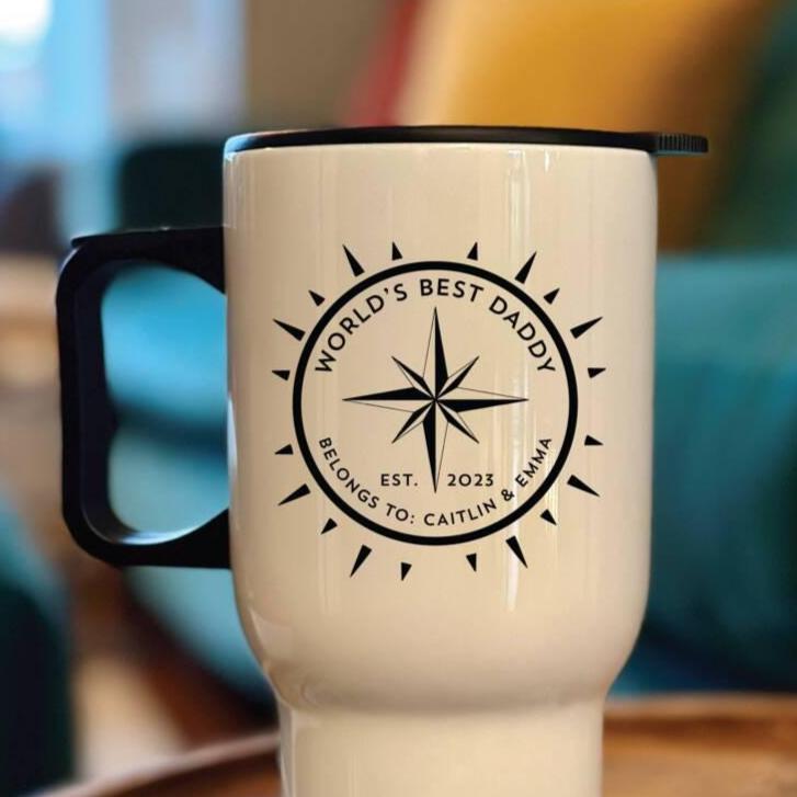 Personalised Daddy Compass Coffee Travel Mug