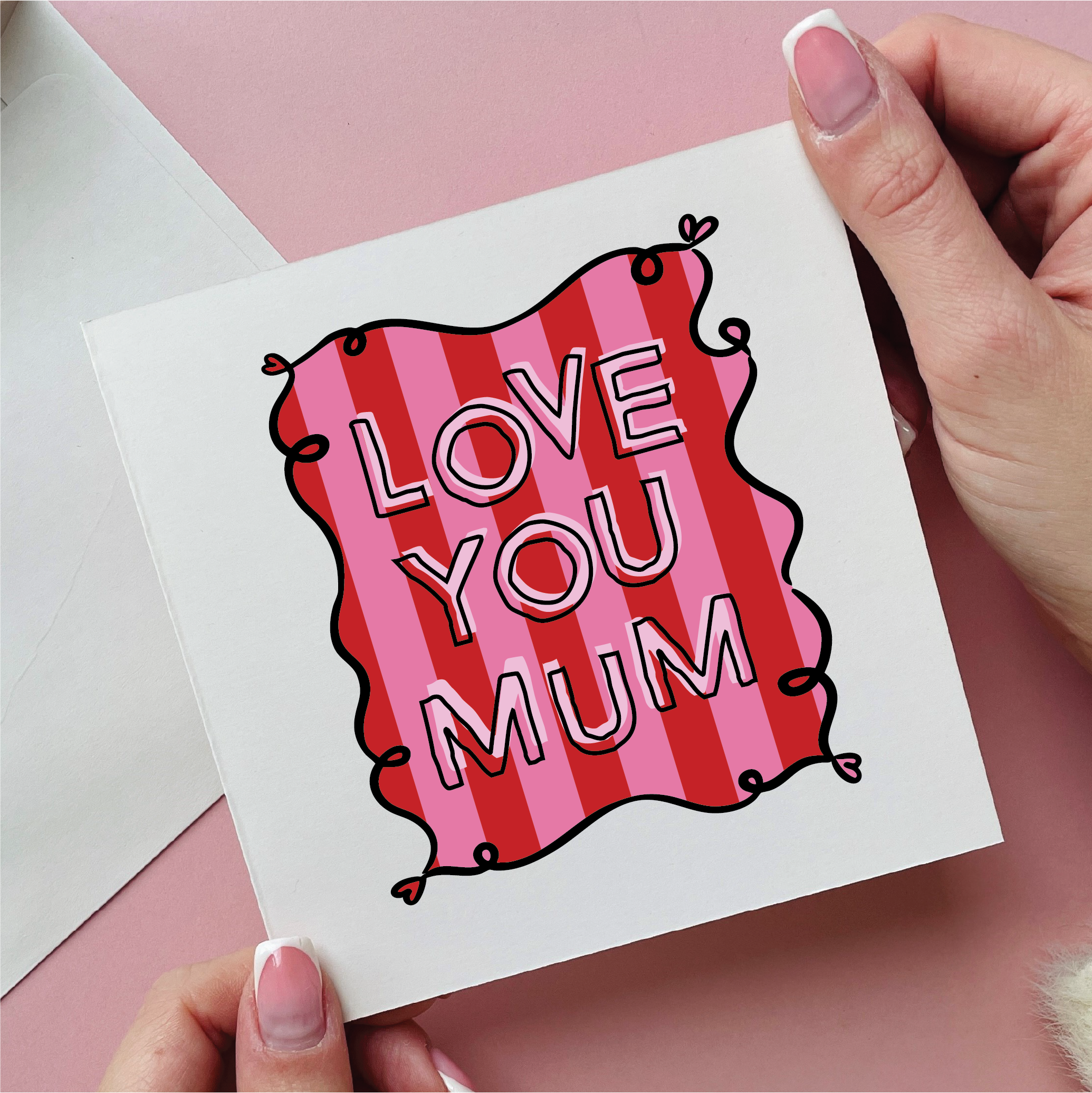 Stripe Love You Mum Card