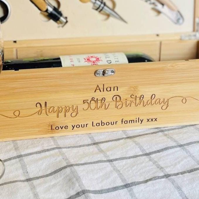 Personalised 50th Birthday Wine Bottle Gift Set