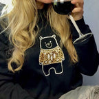 Personalised Leopard Print Christmas Bear Jumper