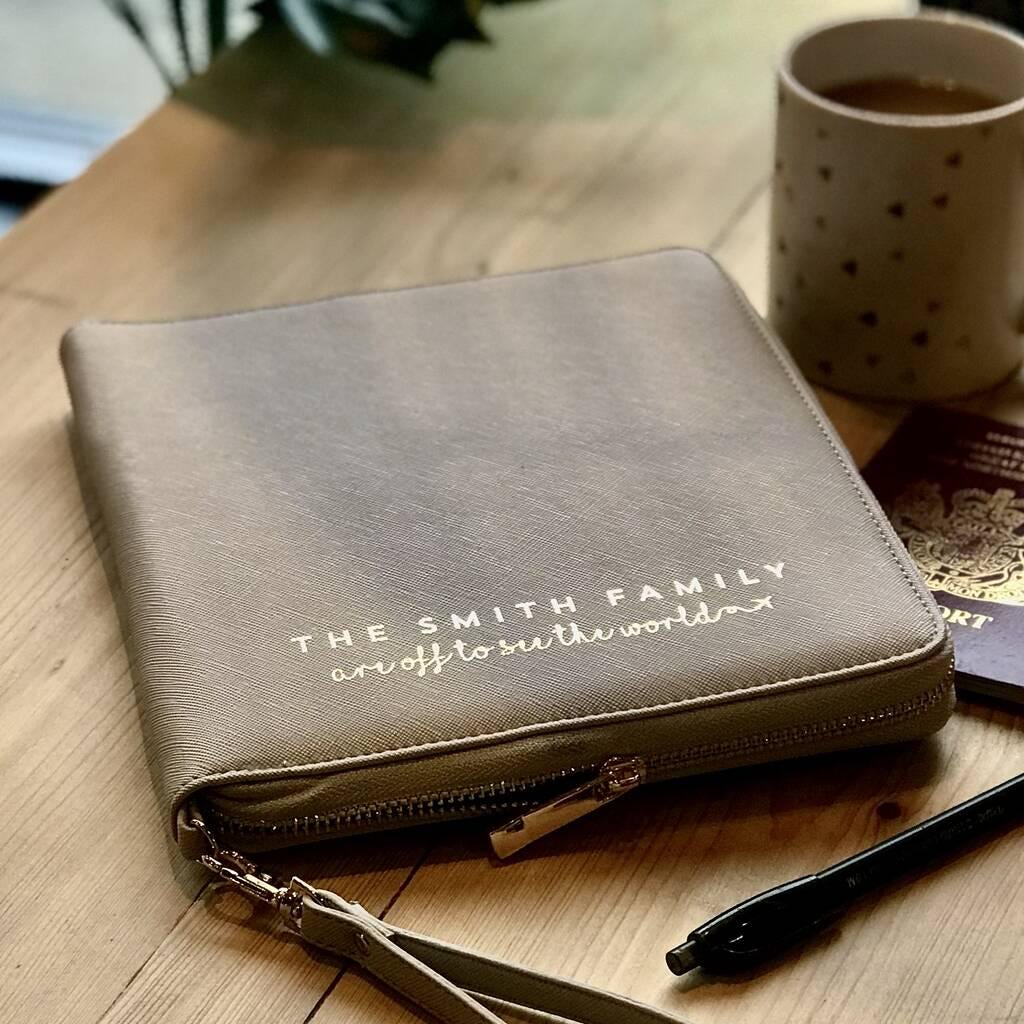 Personalised Off To See The World Family Travel Wallet