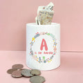 Personalised Floral Wreath Money Box