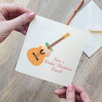 Personalised Guitar Christmas Pudding Card