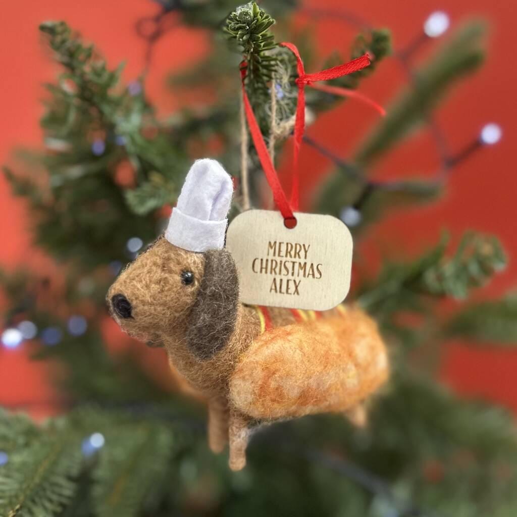 Personalised Hot Sausage Dog Christmas Decoration