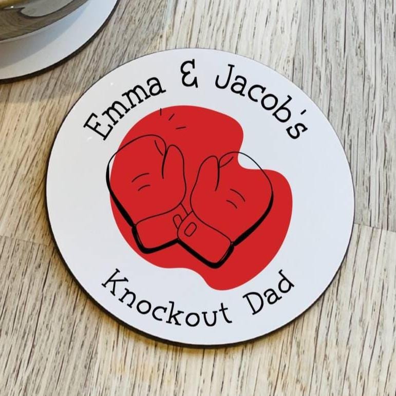 Personalised Knockout Dad Boxing Coaster