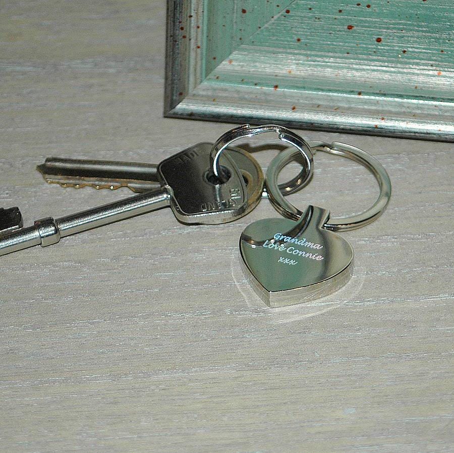 Personalised Silver Heart Key Ring