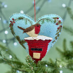 Personalised Felt Fabric Heart Robin On Postbox Bauble