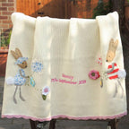 Personalised Knitted Rabbit Baby Blanket Small