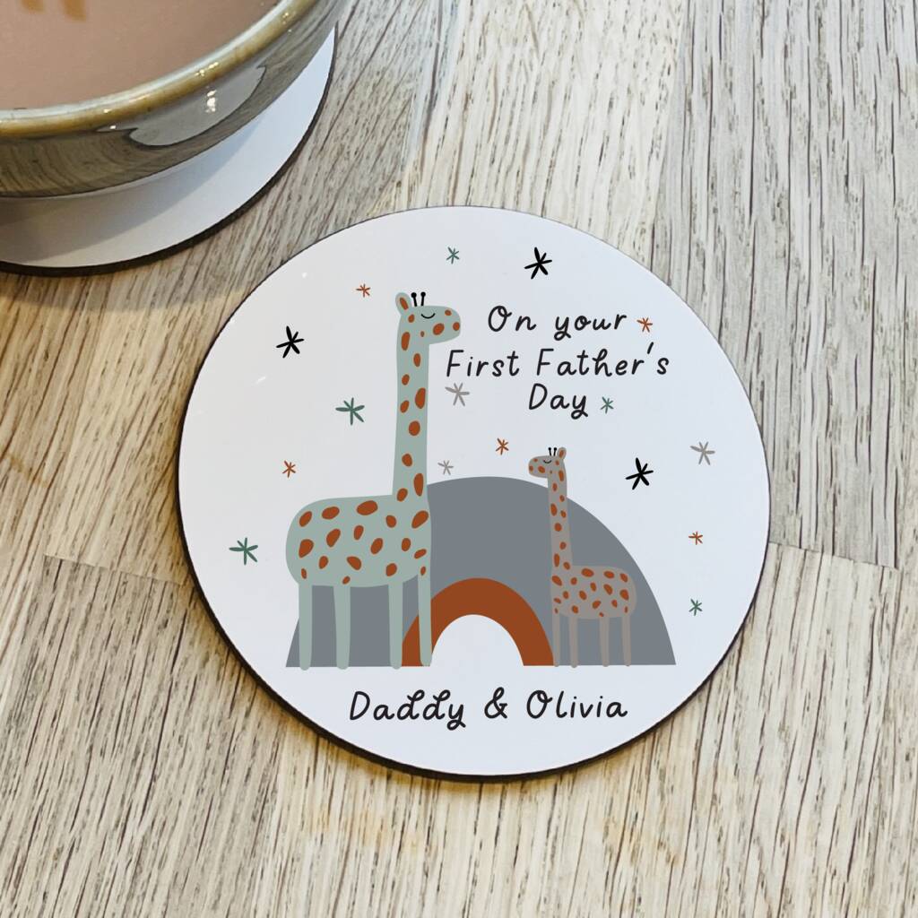 Personalised First Father's Day Giraffe Coaster