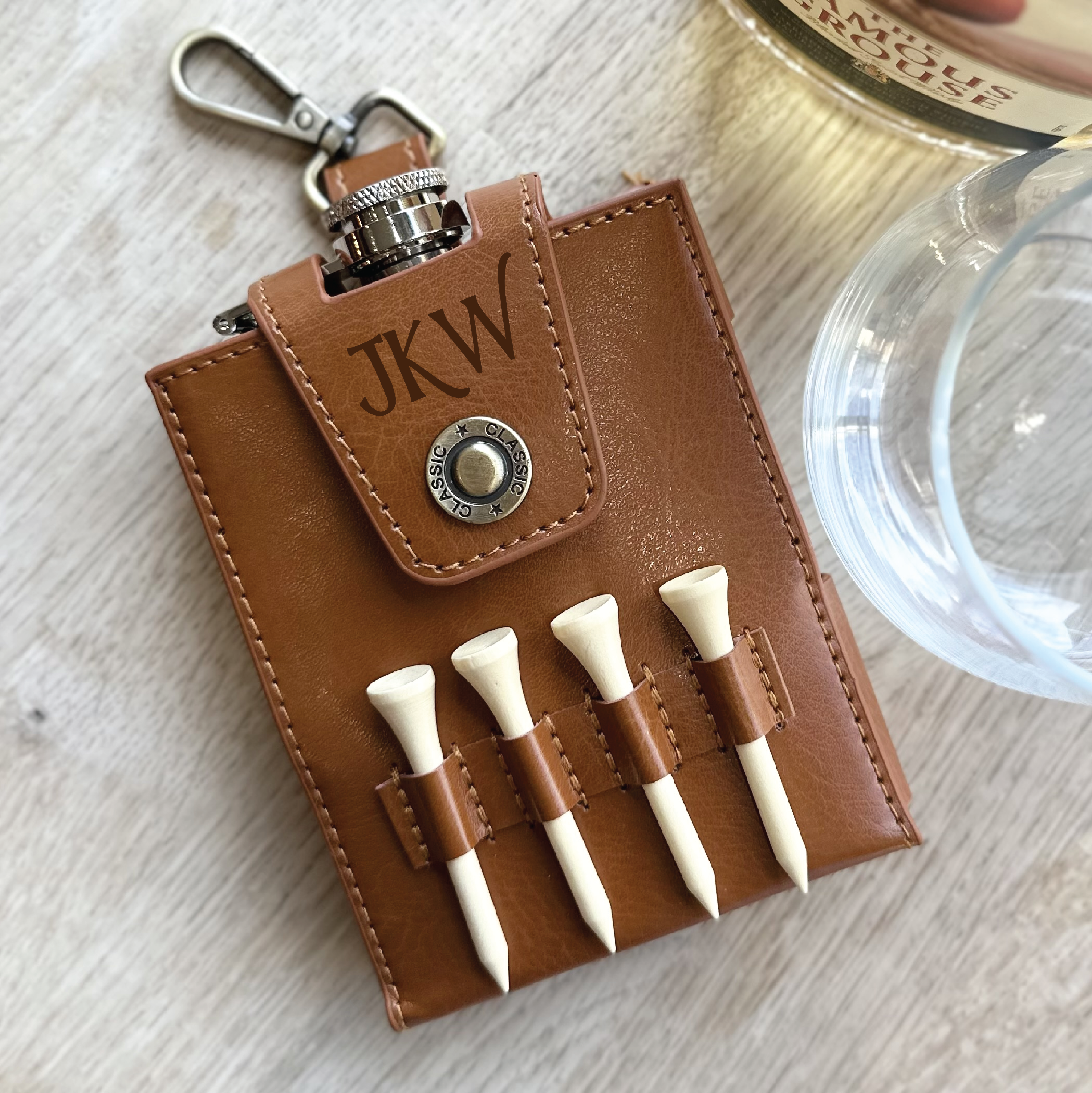 Personalised Secret Message Grandad Golf Hip Flask