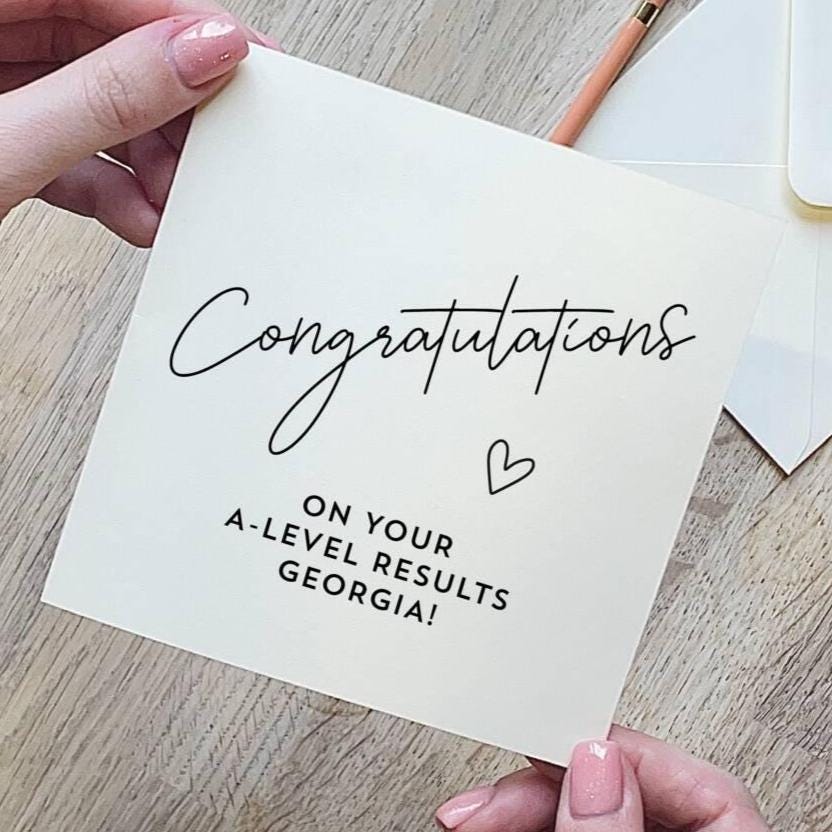 Personalised Exam Congratulations A Level Results Card