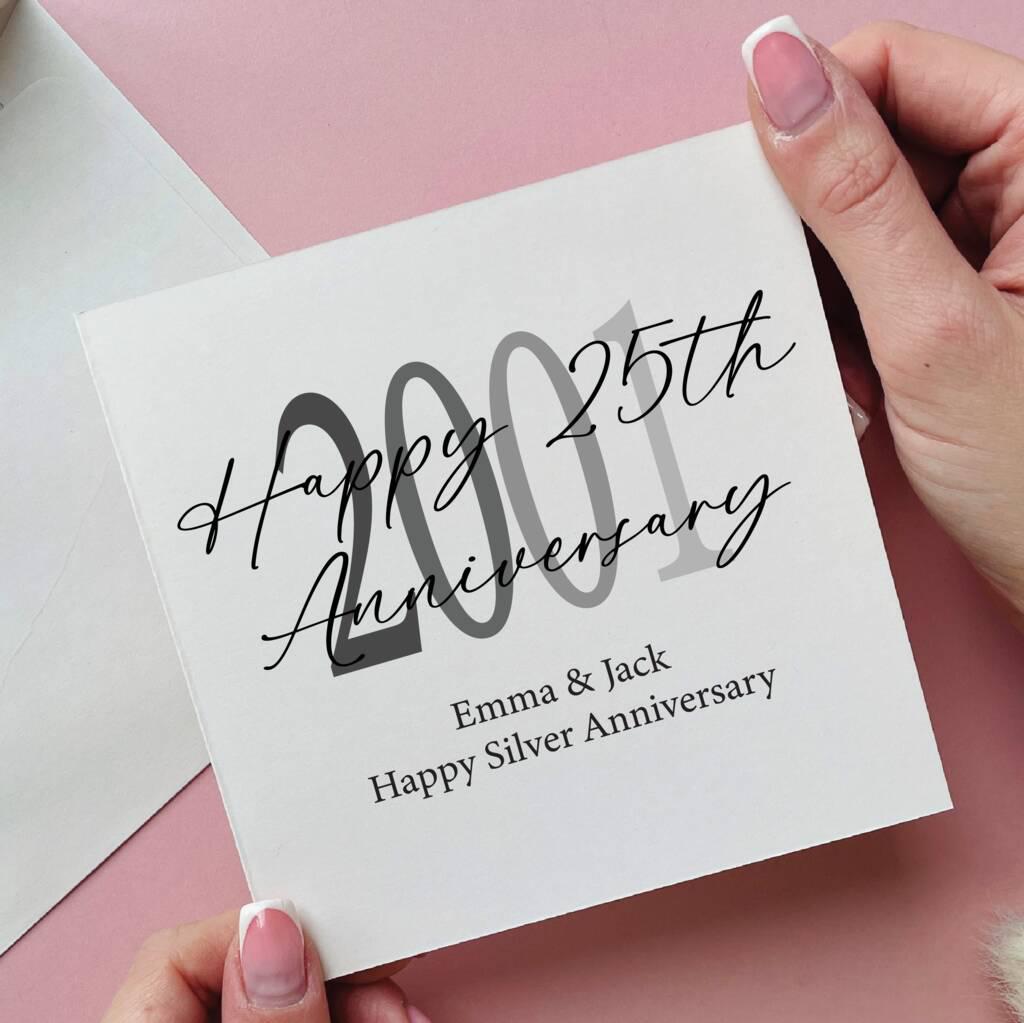 Personalised 25th Anniversary Silver Wedding Year Card