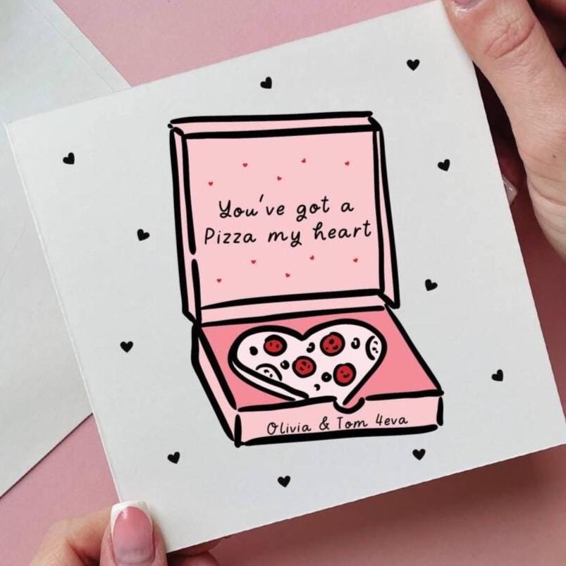 Personalised Pizza My Heart Valentine's Card