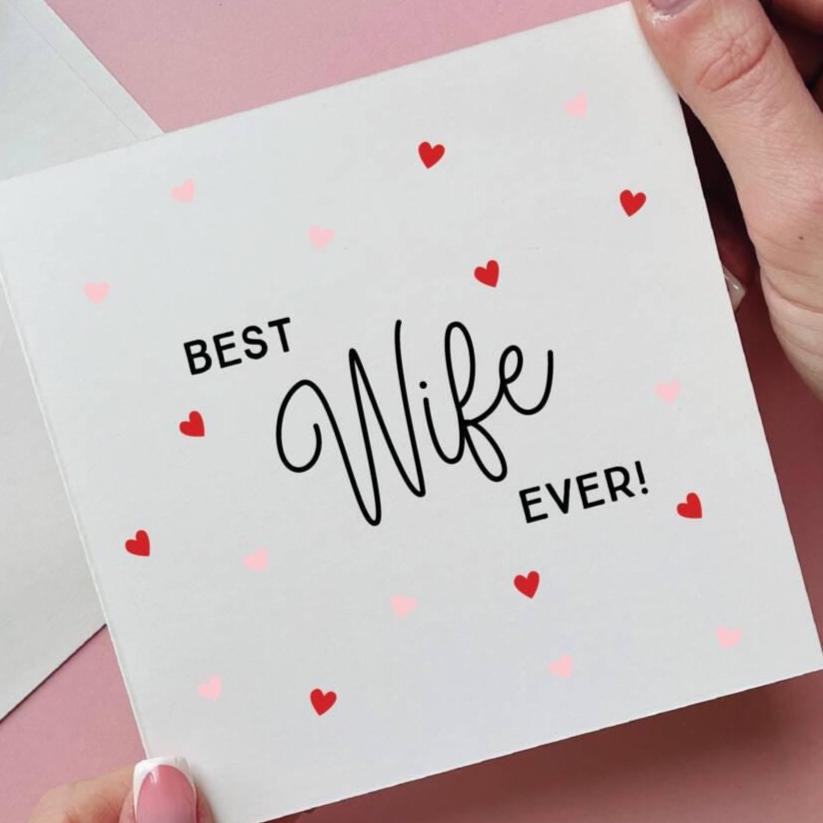 Best Wife Ever Scattered Heart Card