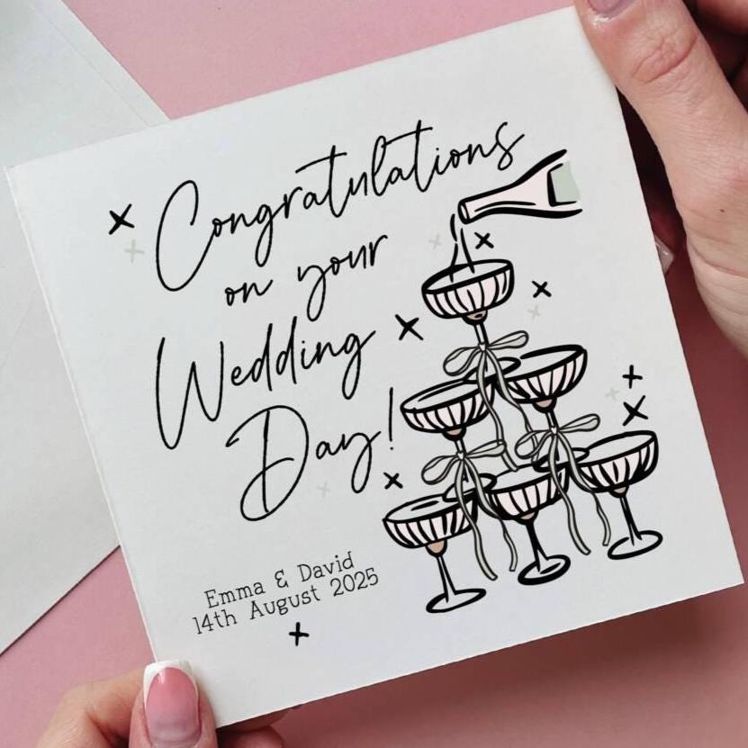 Personalised Champagne Tower Wedding Card