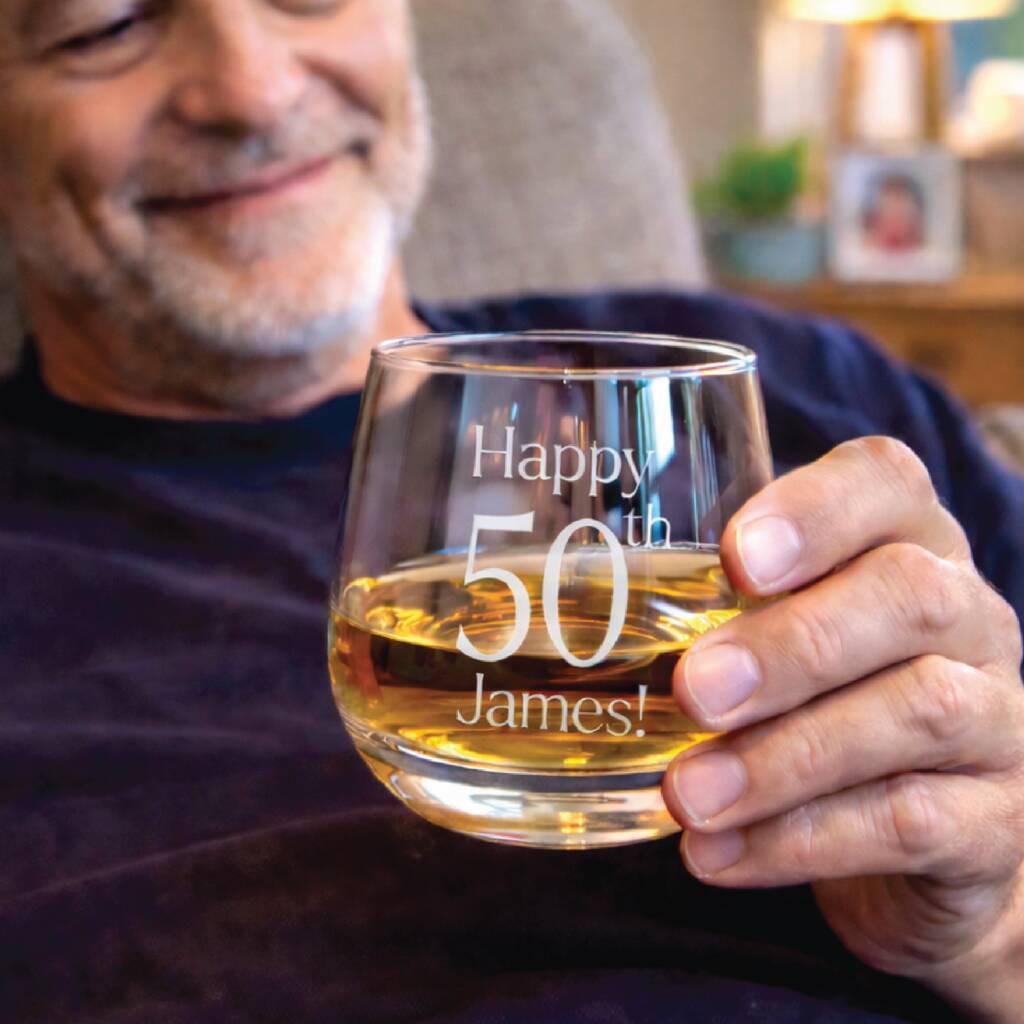 Personalised 50th Birthday Whisky Glass Gift