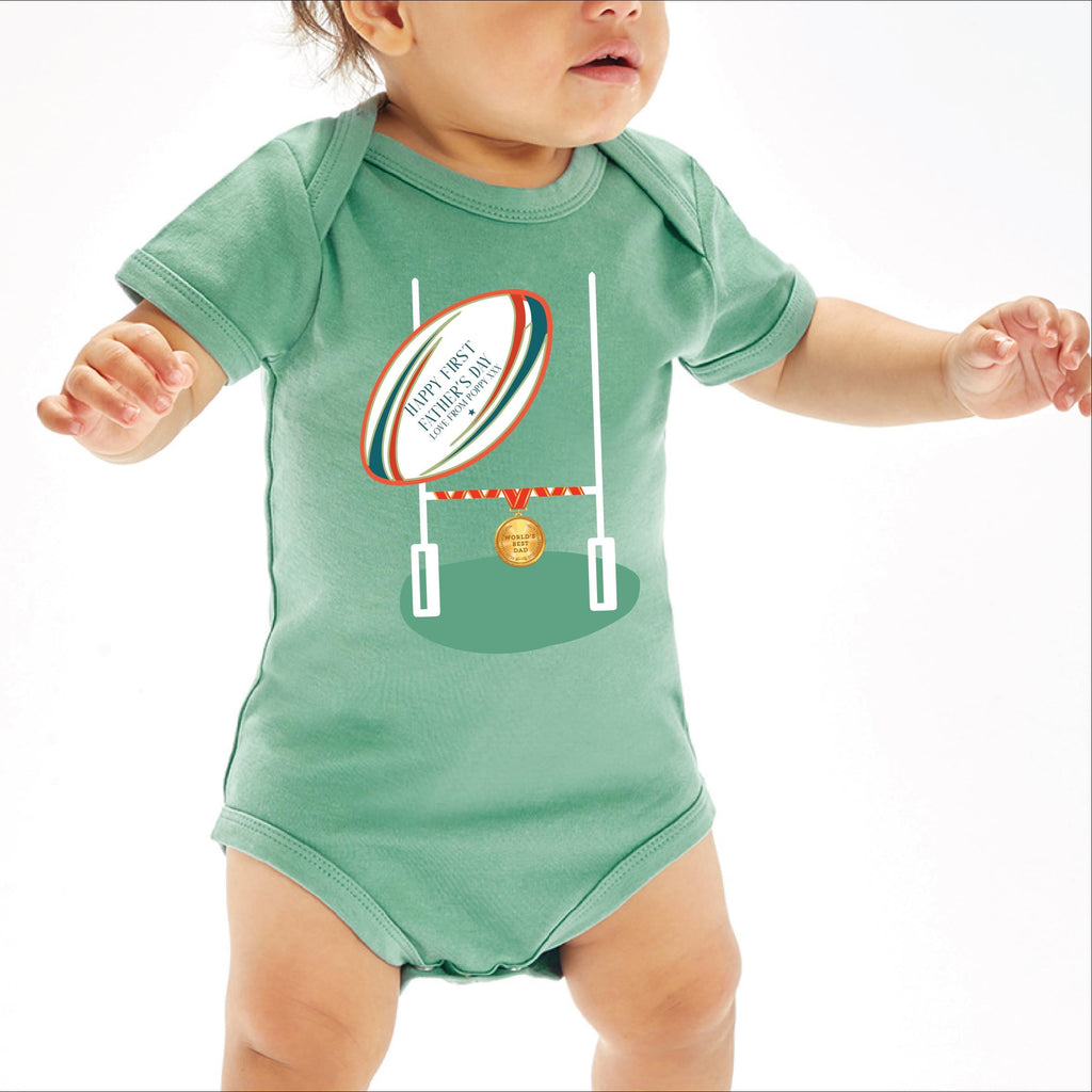 Personalised First Father's Day Rugby Baby Vest