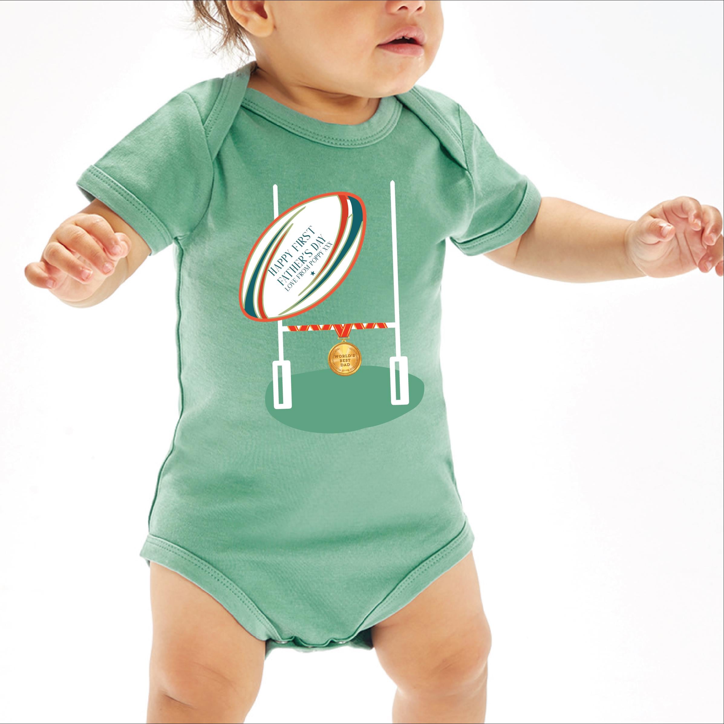 Personalised First Father's Day Rugby Baby Vest