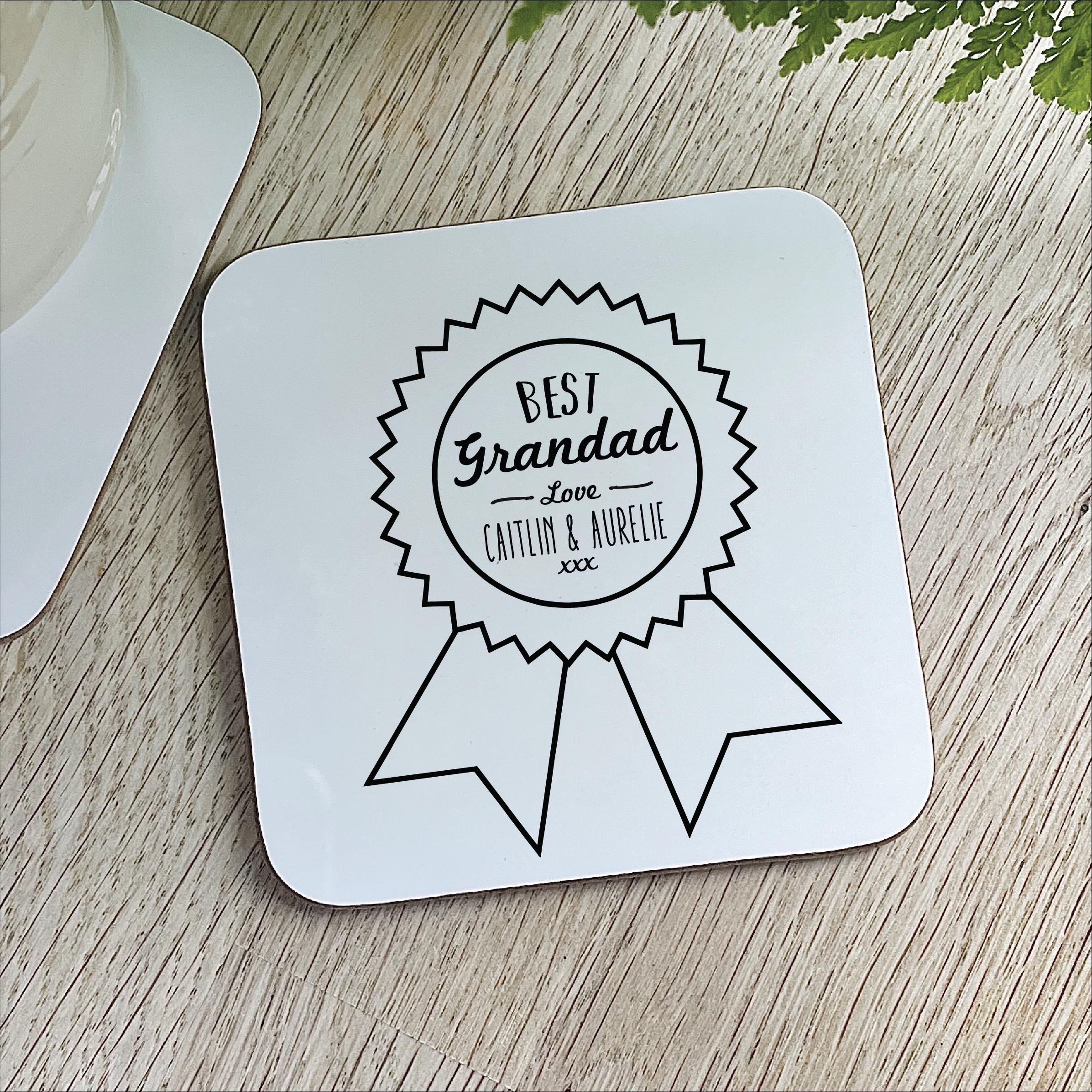 Personalised Best Dad Rosette Coaster