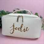 Personalised Leopard Print Open Flat Washbag