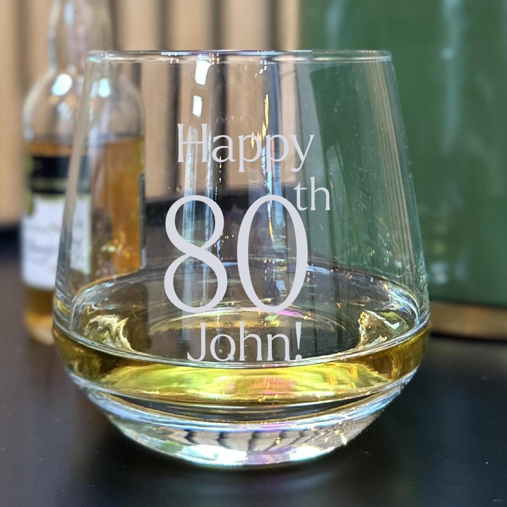Personalised 80th Birthday Whisky Glass Gift