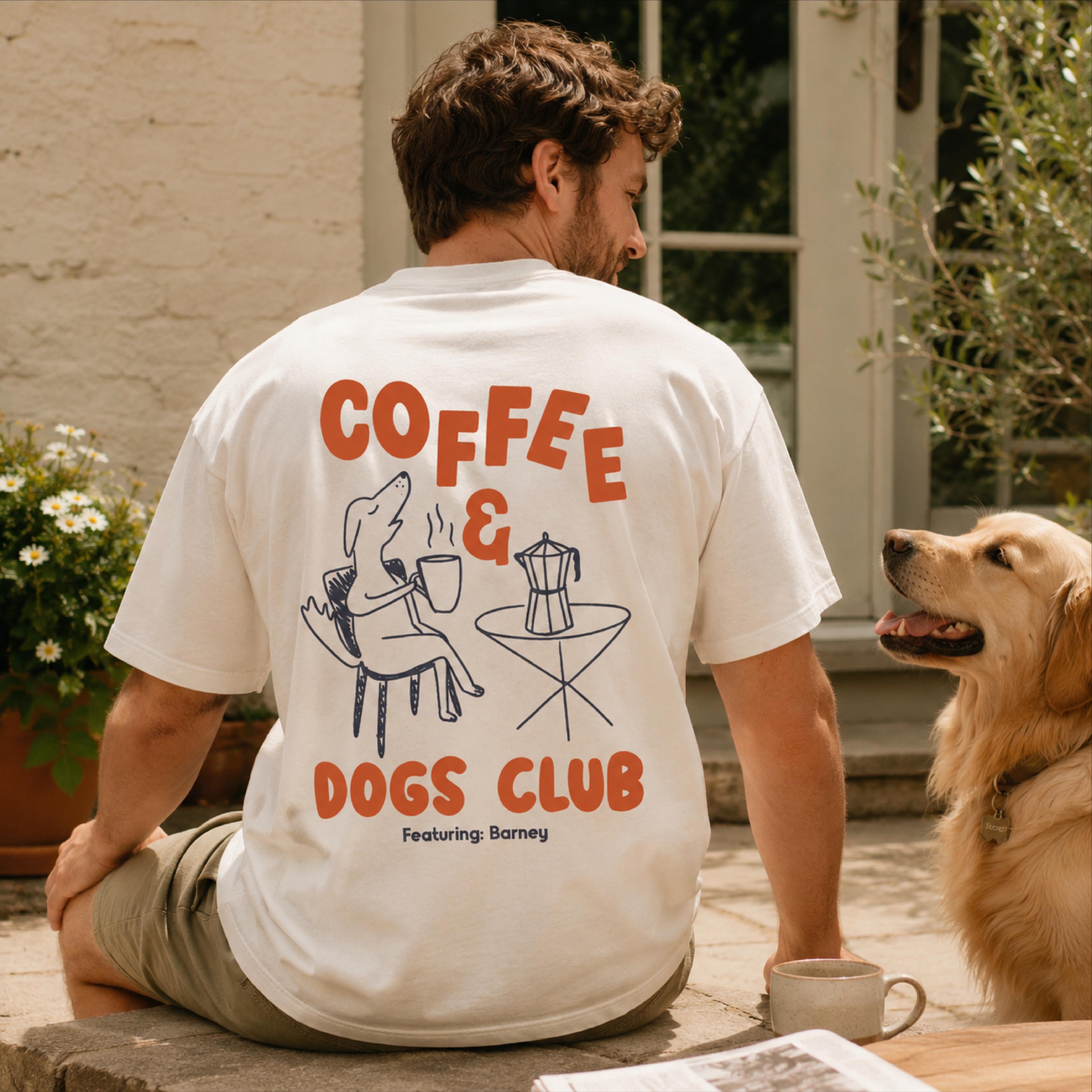 Personalised Coffee And Dogs Club Graphic T Shirt
