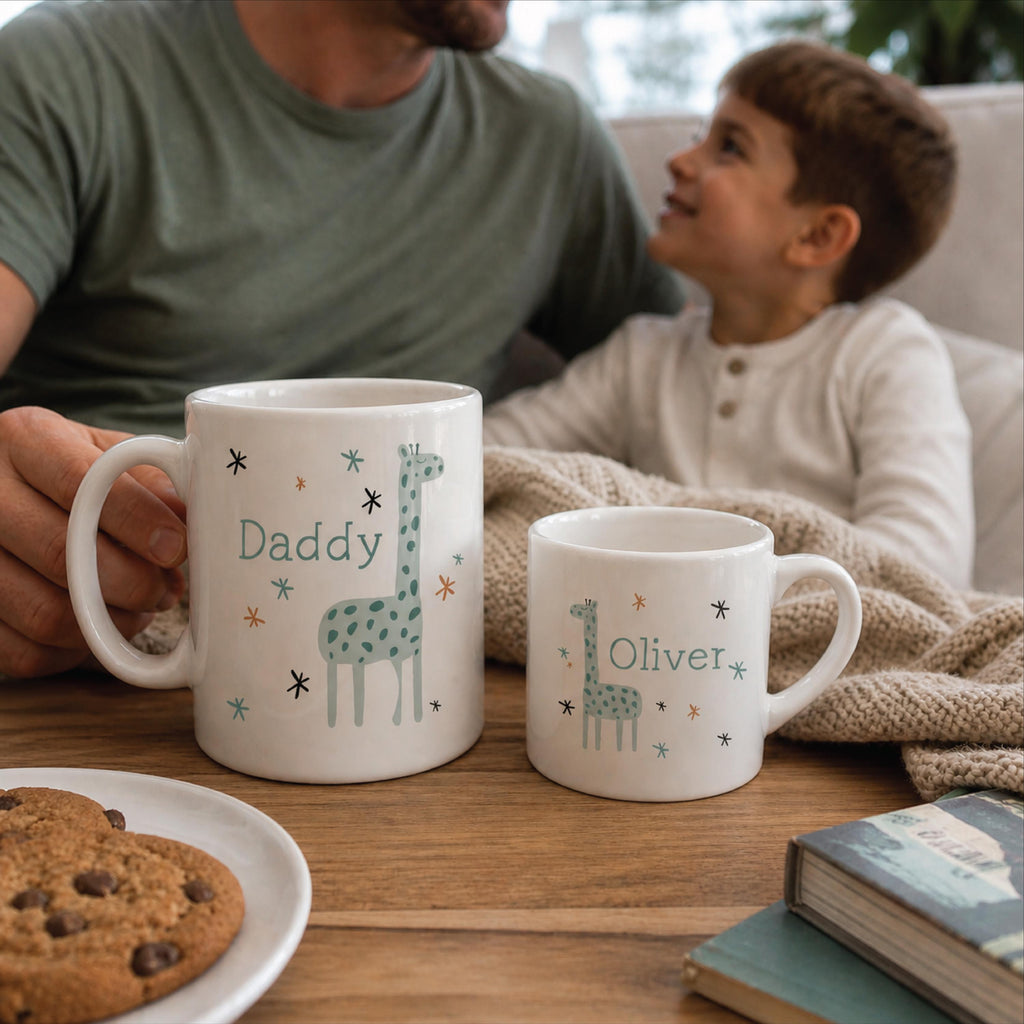 Personalised Daddy An Me Giraffe Matching Mugs