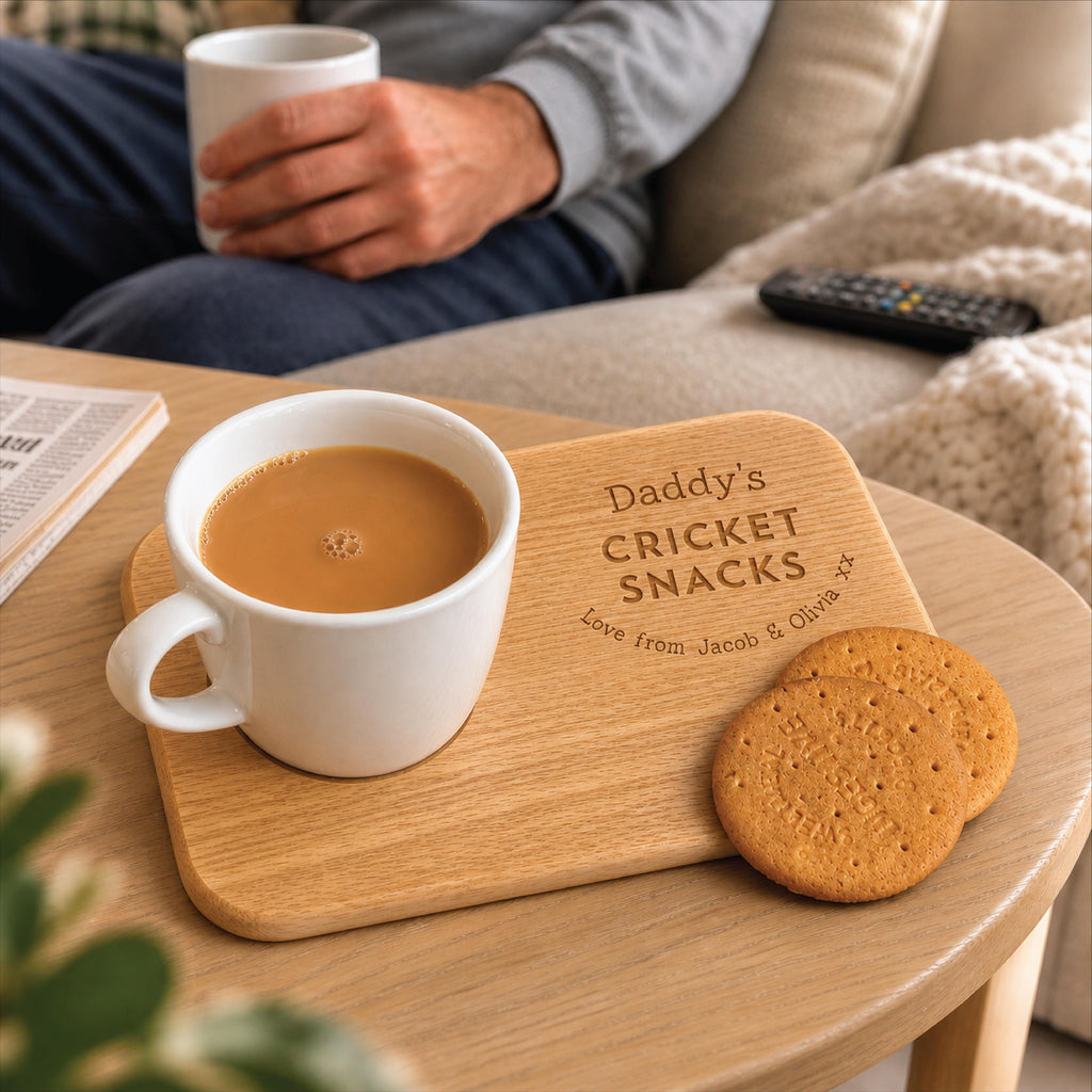 Personalised Cricket Snacks Tea And Biscuit Board